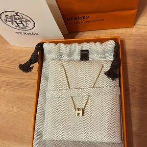Hermès mini pop h necklace Nata and Gold